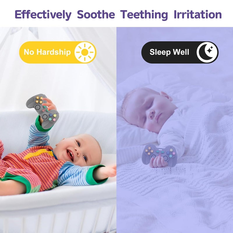Hooku Silicone Teething Toys for Babies 0-6 Months, Teethers for Babies 6-12 Months, Remote Teether for Baby, Sensory Toys for Babies, Baby Chew Toys - Image 2